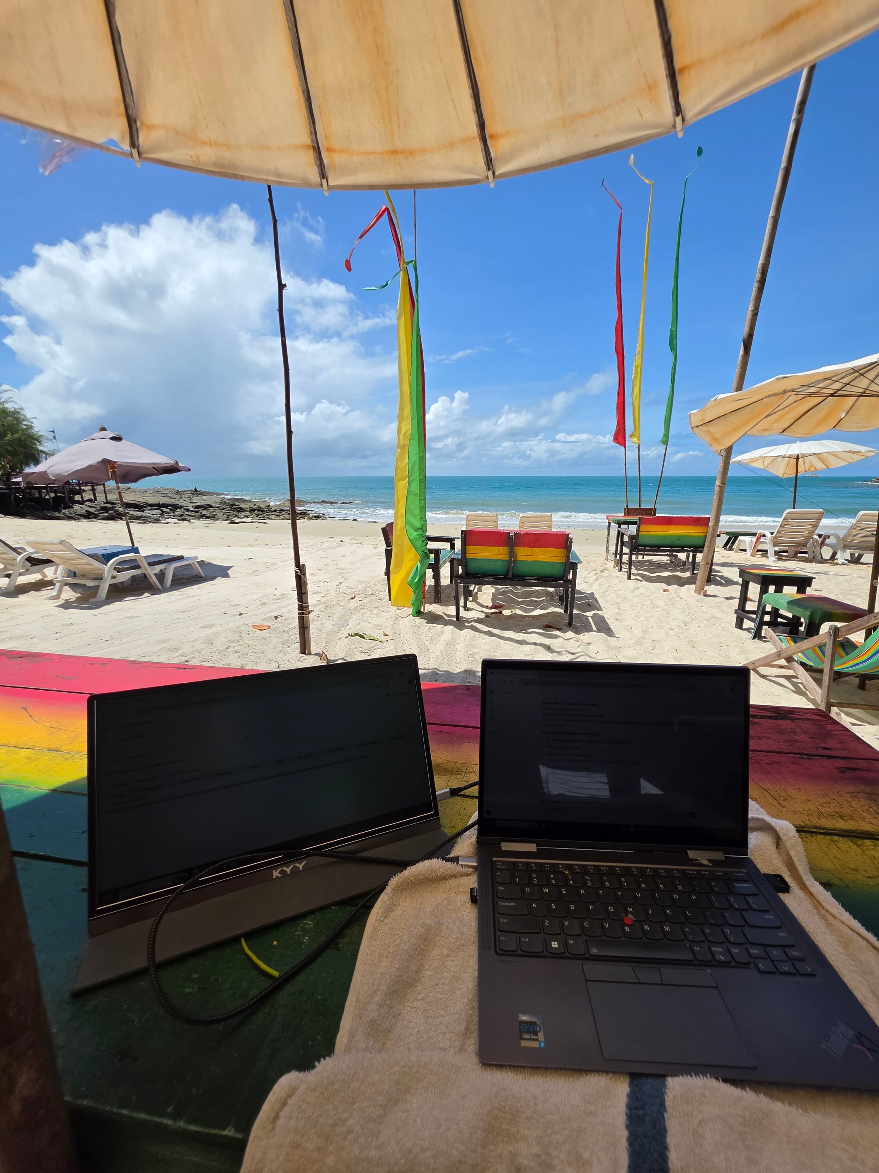 Working from the beach now